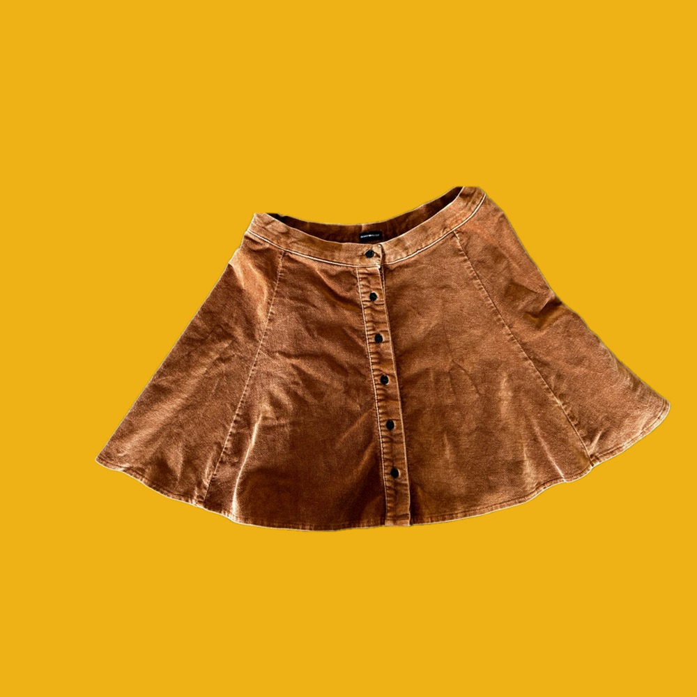 Brandy Melville button down velour/brushed corduroy mini skirt carmel